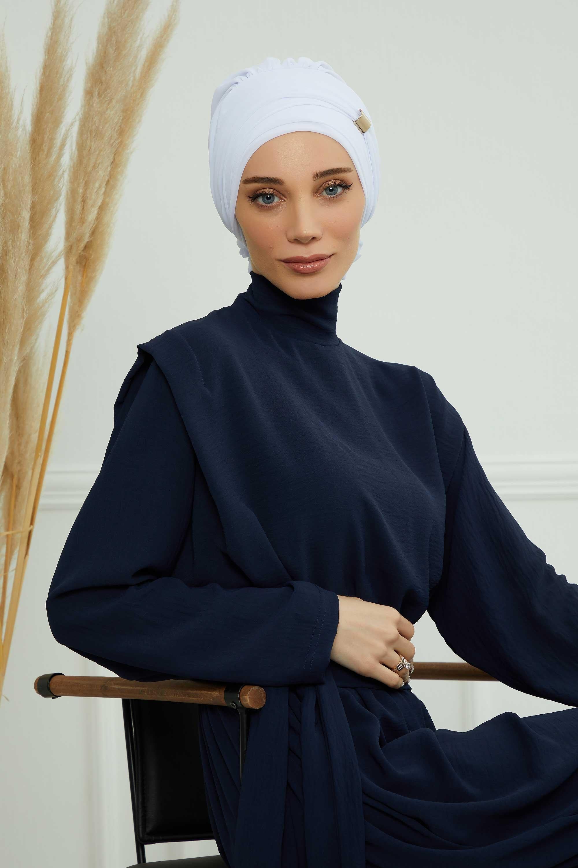 Ready-to-Wear Chiffon Turban with Metallic Accent