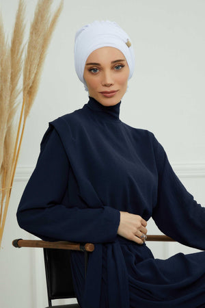 Ready-to-Wear Chiffon Turban with Metallic Accent