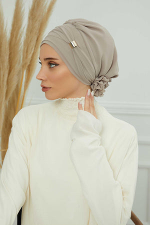 Ready-to-Wear Chiffon Turban with Metallic Accent