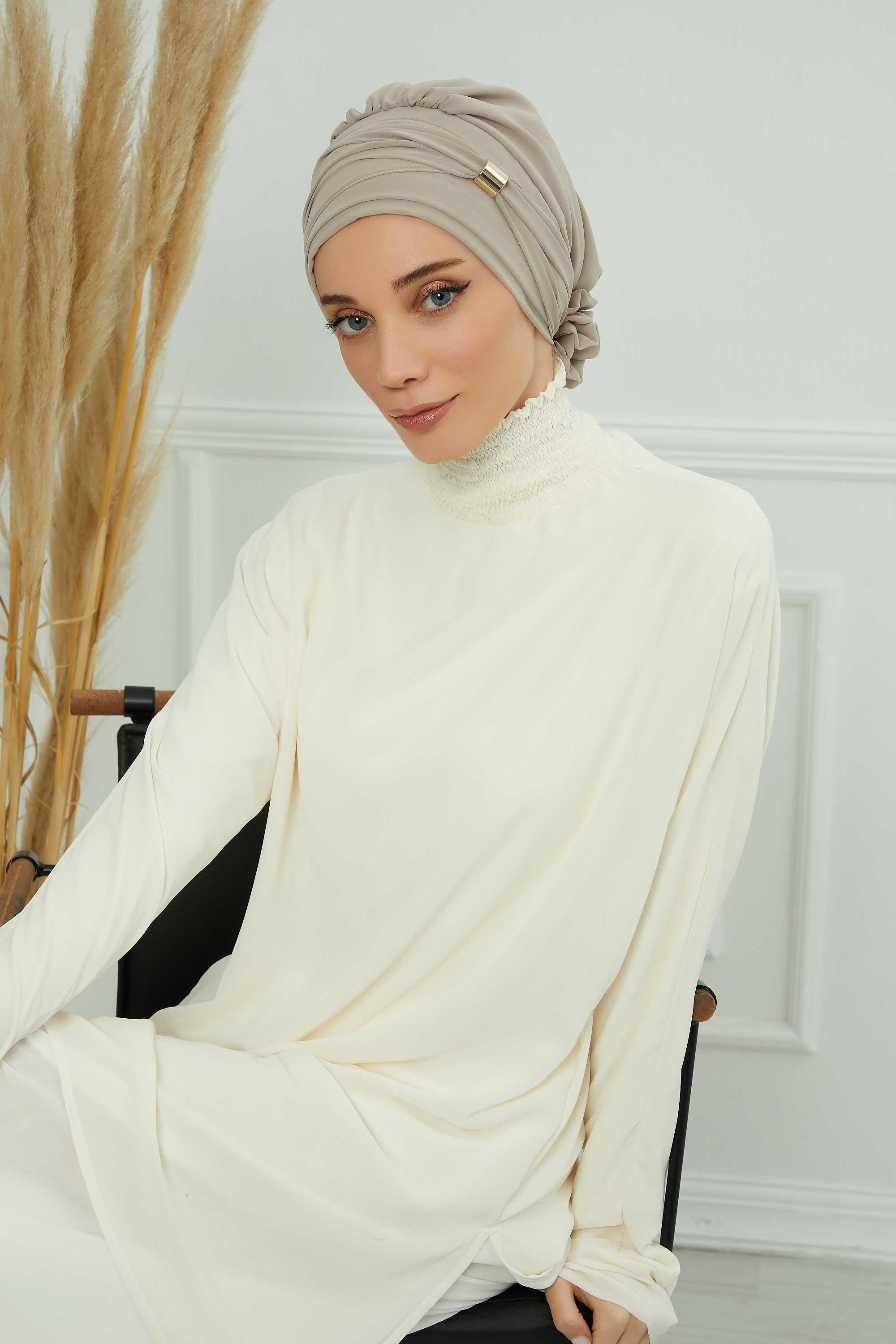 Ready-to-Wear Chiffon Turban with Metallic Accent
