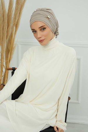 Ready-to-Wear Chiffon Turban with Metallic Accent
