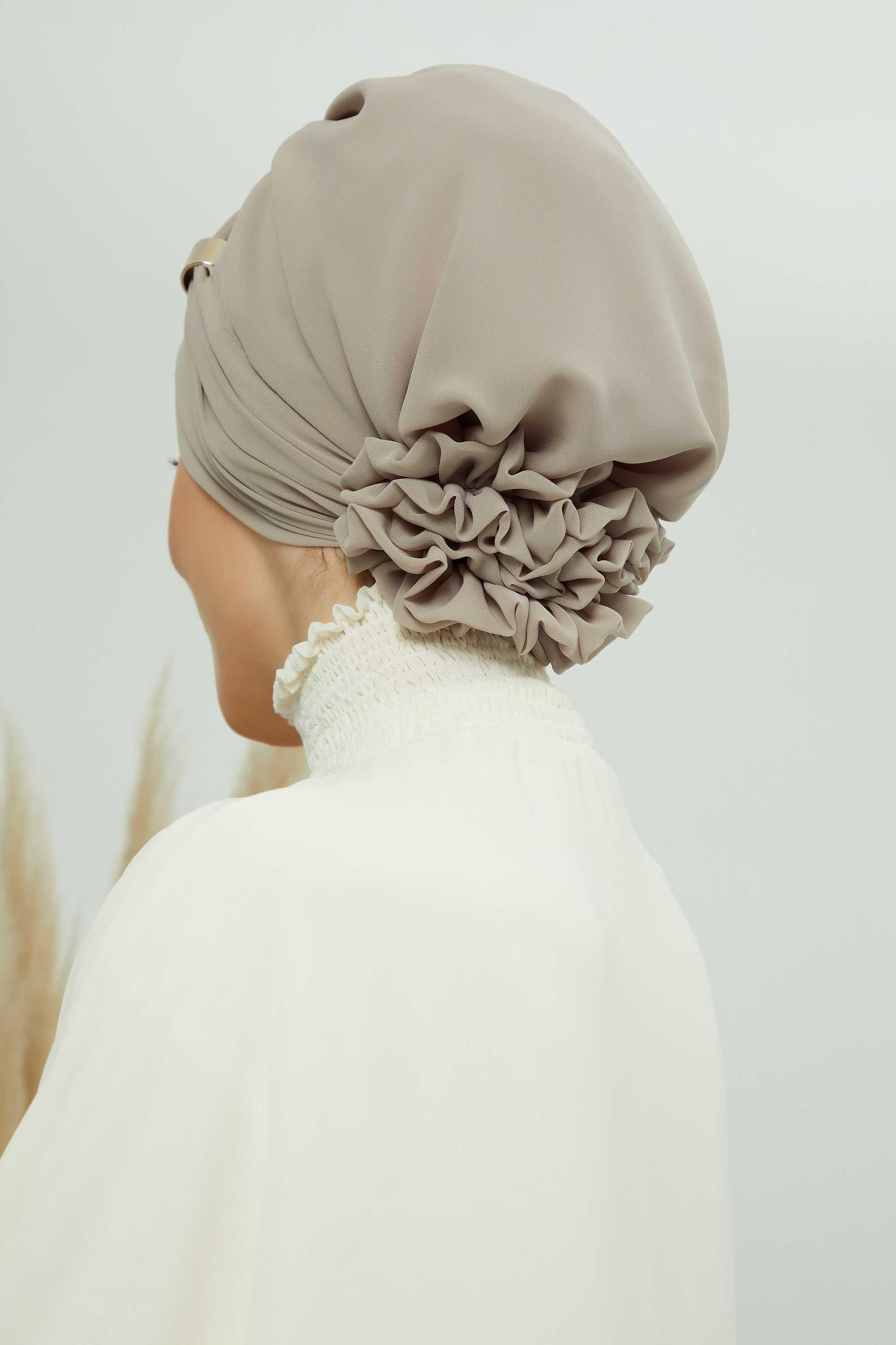 Ready-to-Wear Chiffon Turban with Metallic Accent