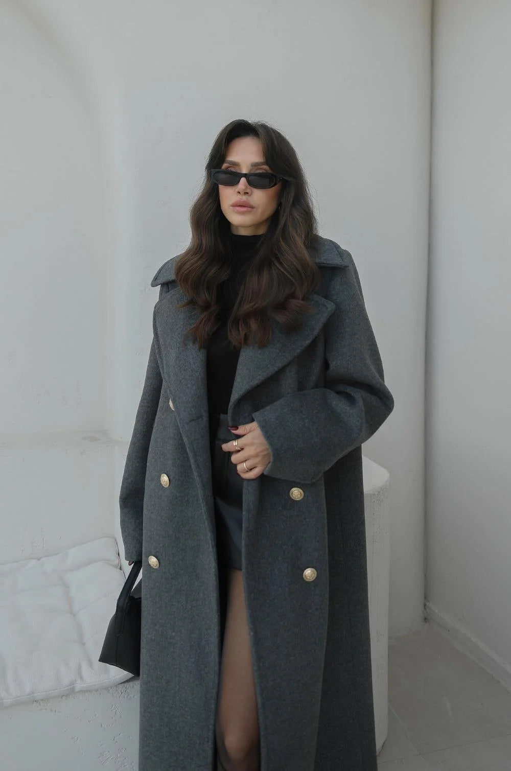 Luxury Gold Button Wool Coat JK020