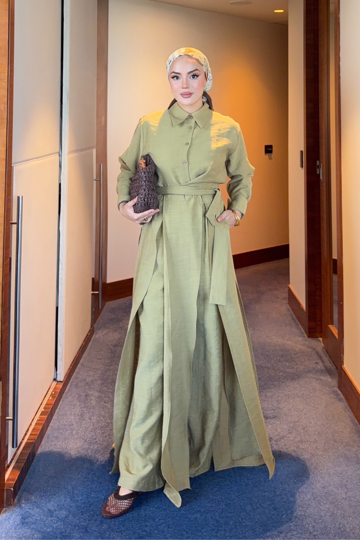 Breathable Linen Blend Tunic & Trouser Set — Yag Yesili