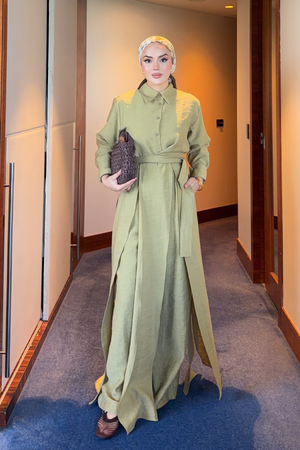 Breathable Linen Blend Tunic & Trouser Set — Yag Yesili