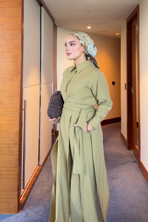 Breathable Linen Blend Tunic & Trouser Set — Yag Yesili