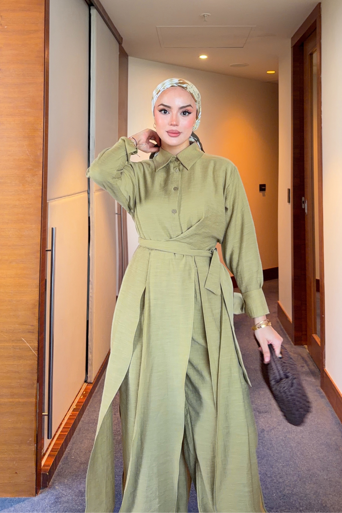 Breathable Linen Blend Tunic & Trouser Set — Yag Yesili