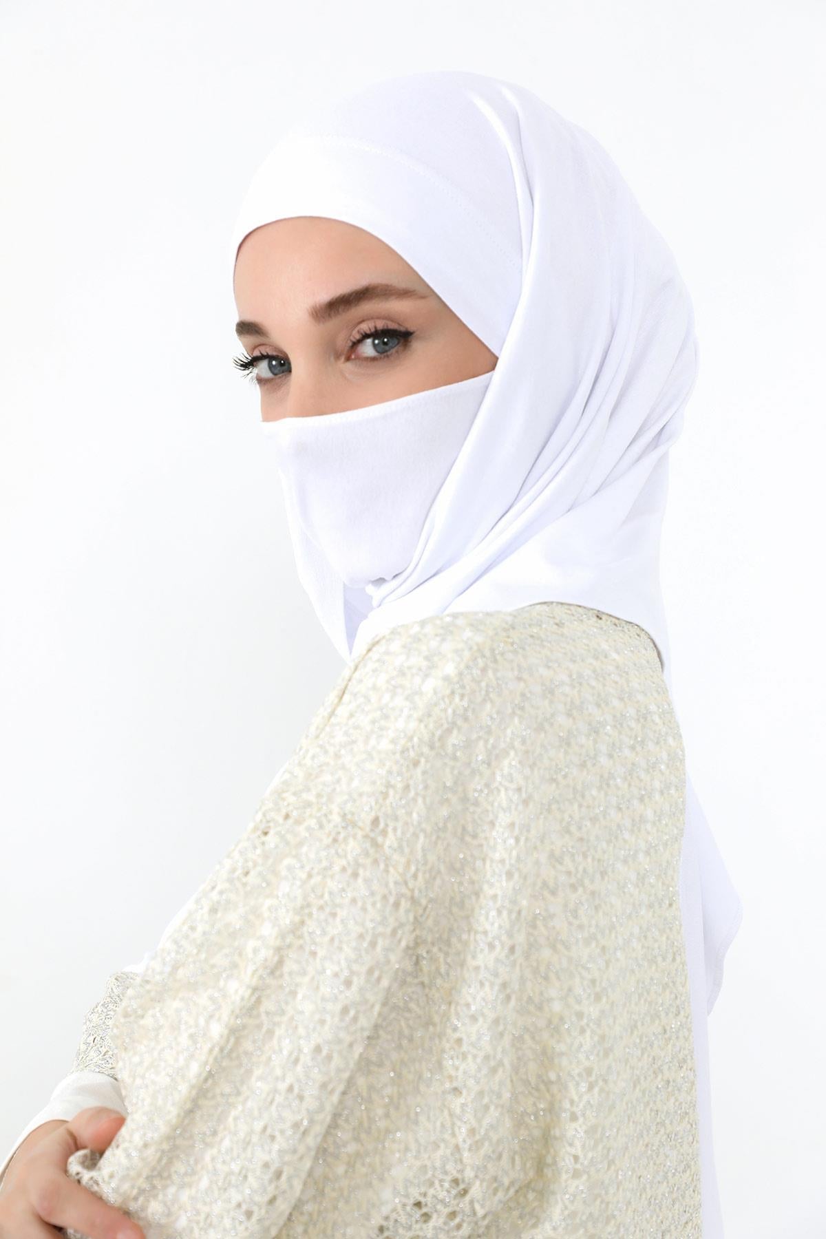 Ready-to-Wear Jersey Bonnet Shawl with Face Covering