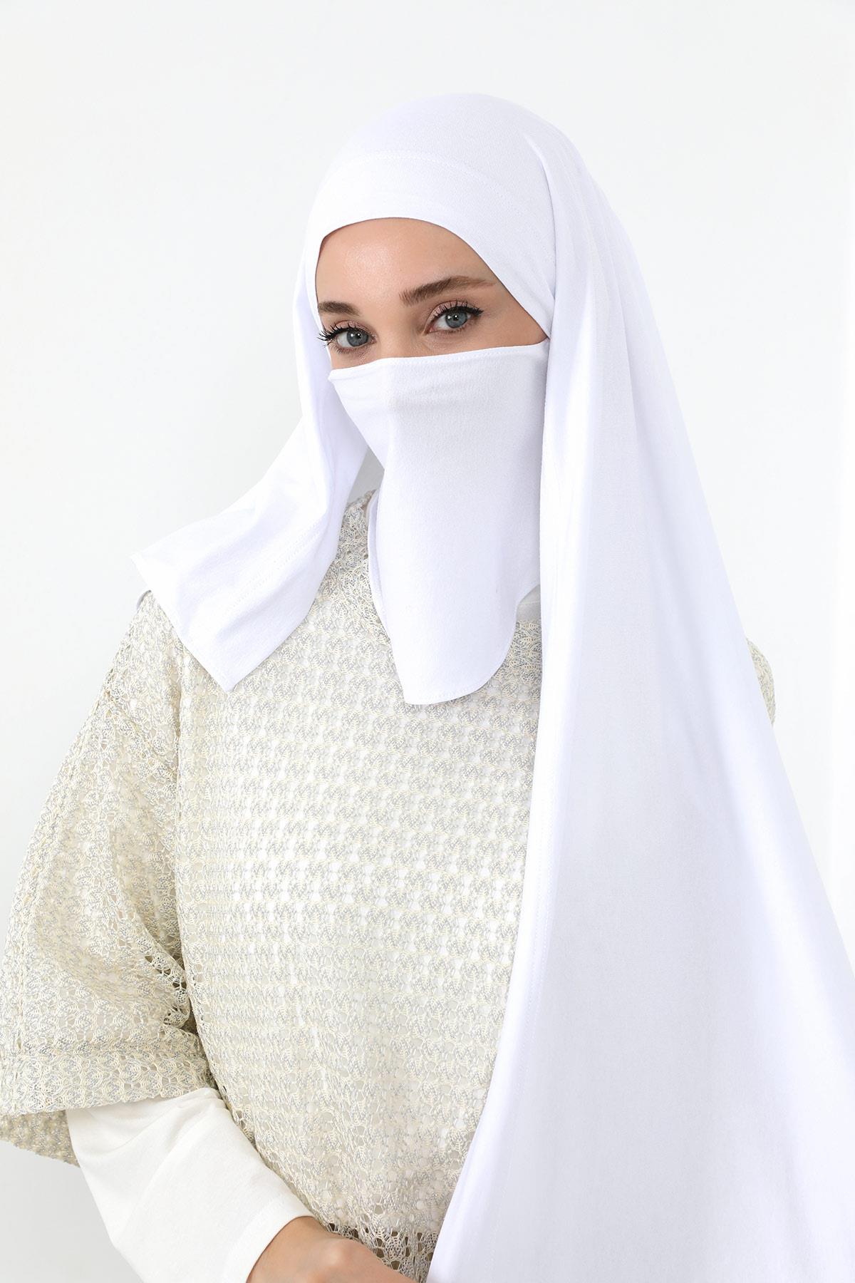 Ready-to-Wear Jersey Bonnet Shawl with Face Covering