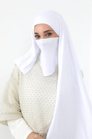 Ready-to-Wear Jersey Bonnet Shawl with Face Covering
