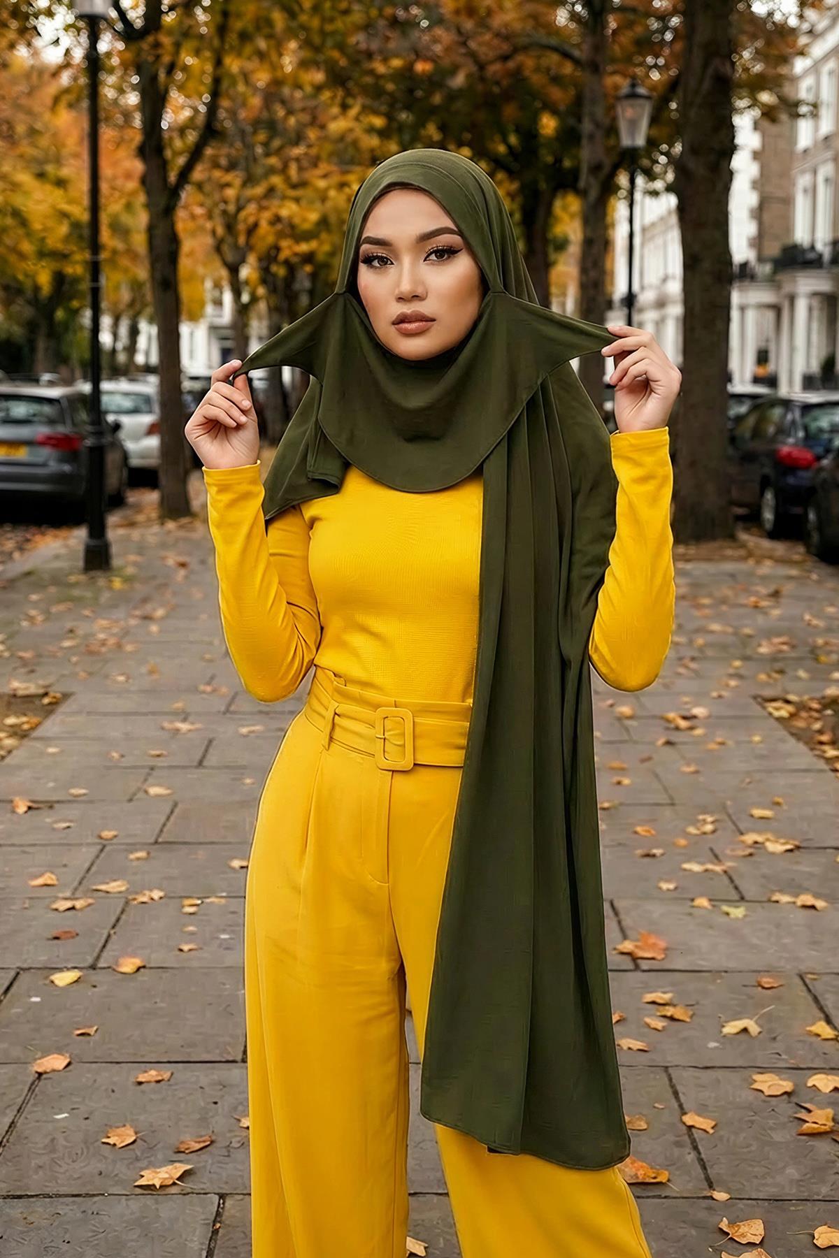 Ready-to-Wear Jersey Bonnet Shawl with Face Covering