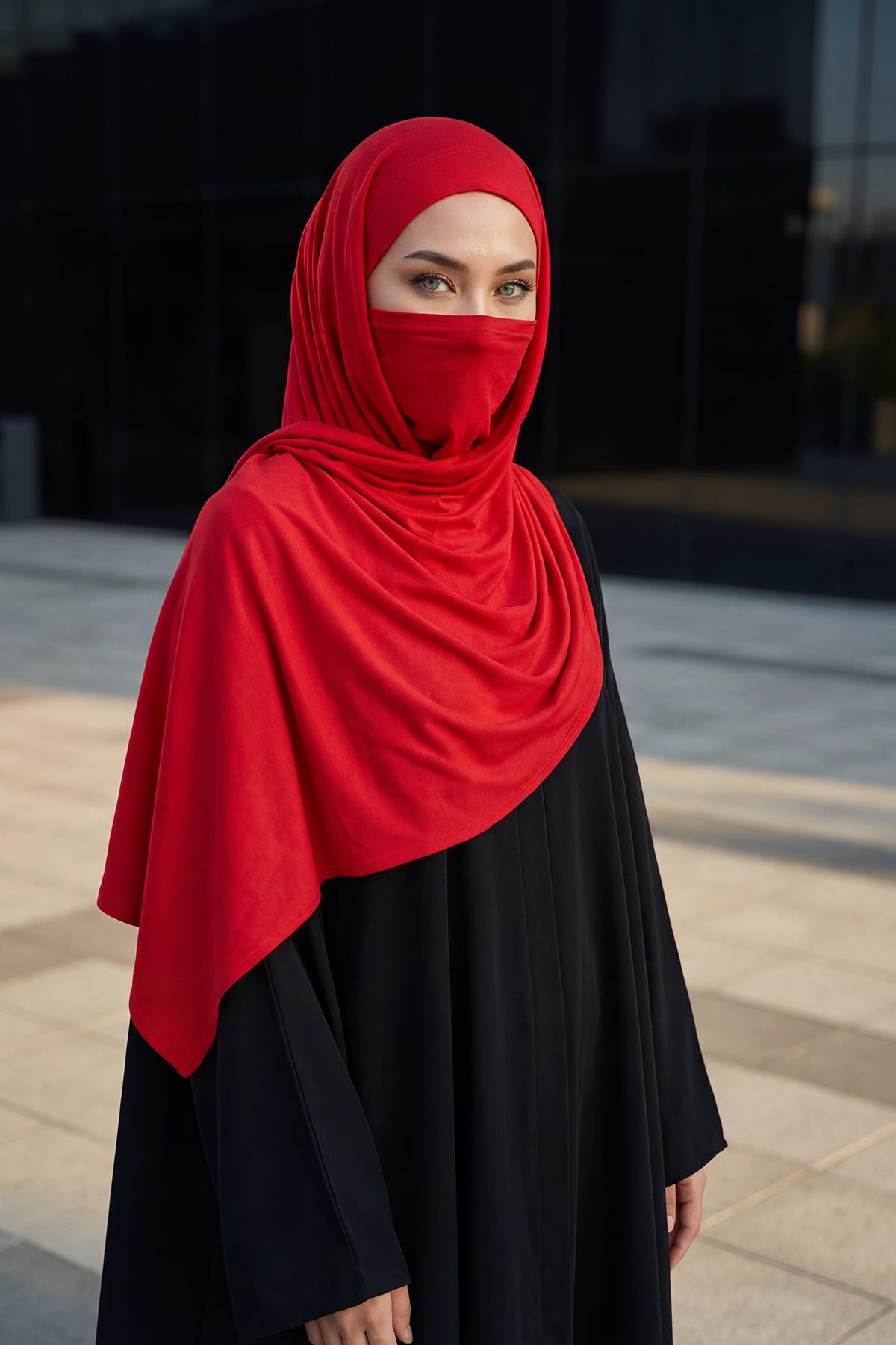 Ready-to-Wear Jersey Bonnet Shawl with Face Covering