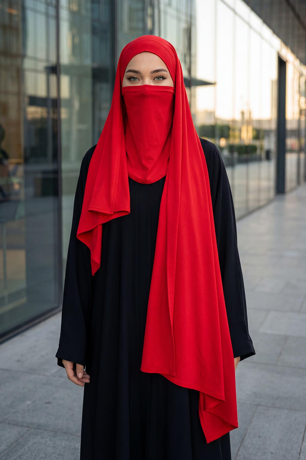 Ready-to-Wear Jersey Bonnet Shawl with Face Covering