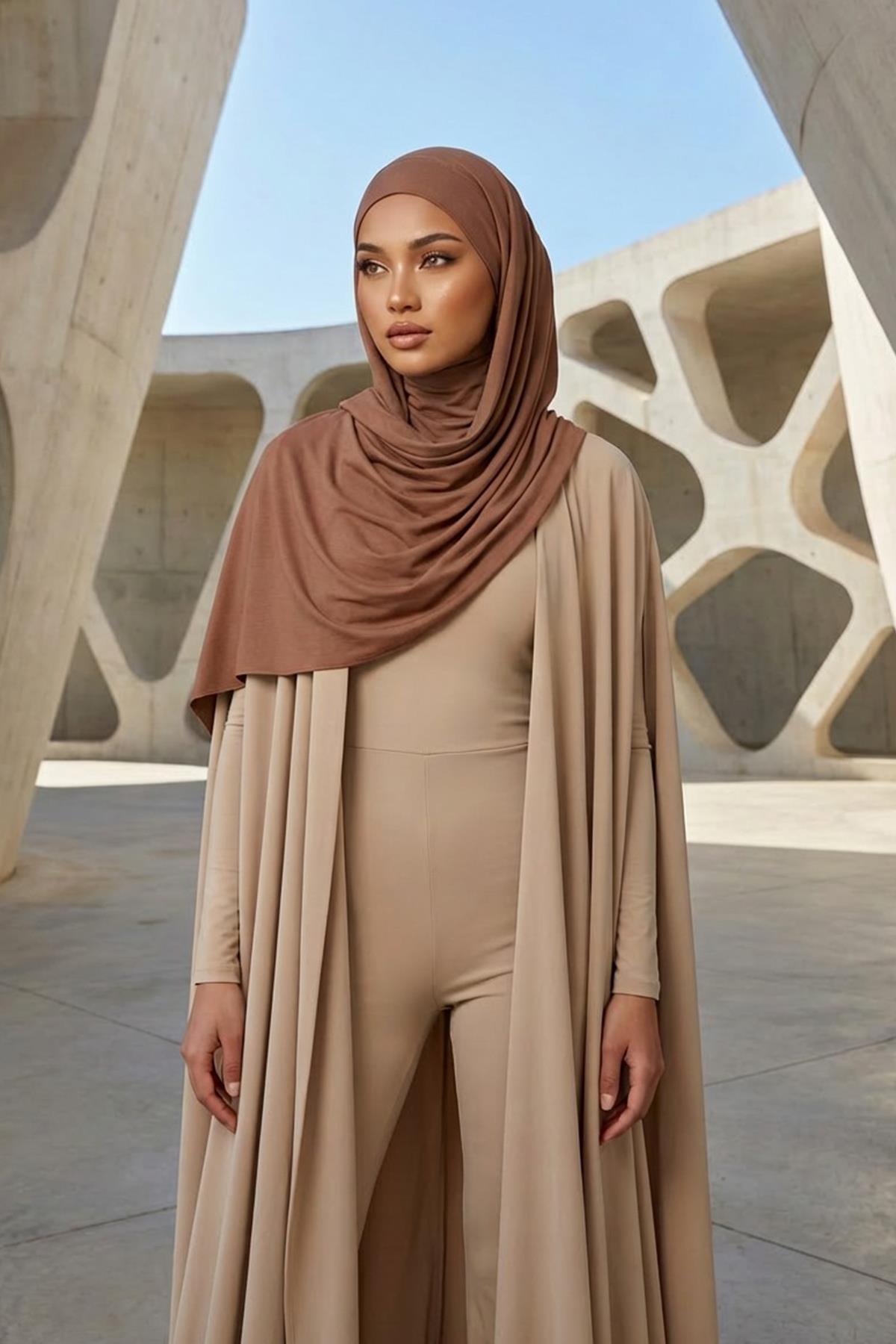Ready-to-Wear Jersey Bonnet Shawl with Face Covering