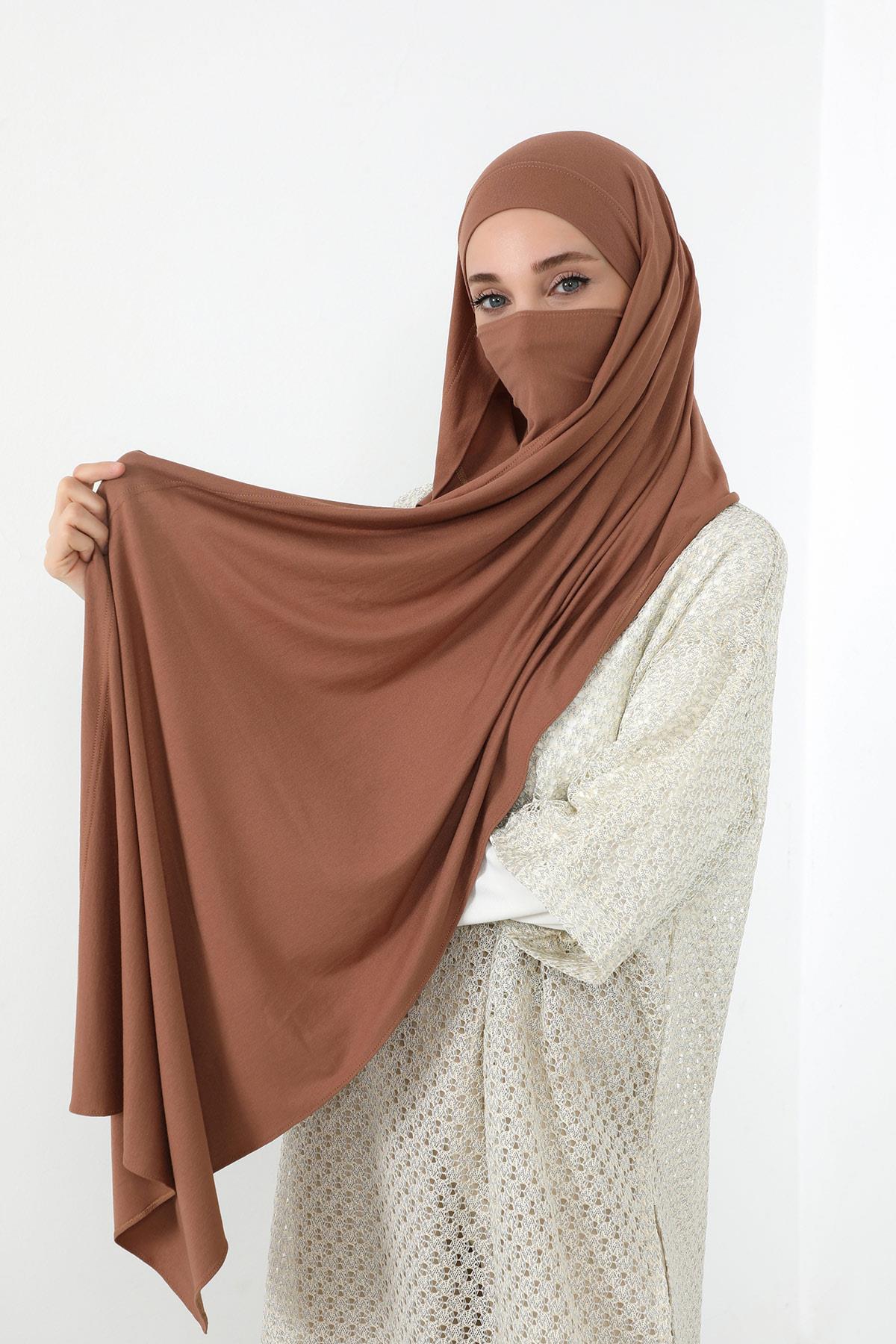 Ready-to-Wear Jersey Bonnet Shawl with Face Covering