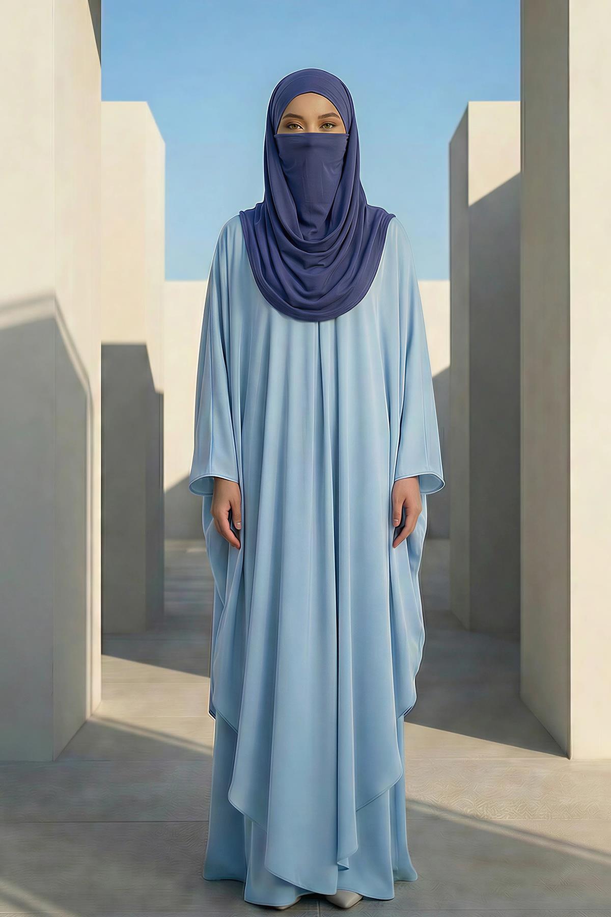 Ready-to-Wear Jersey Bonnet Shawl with Face Covering