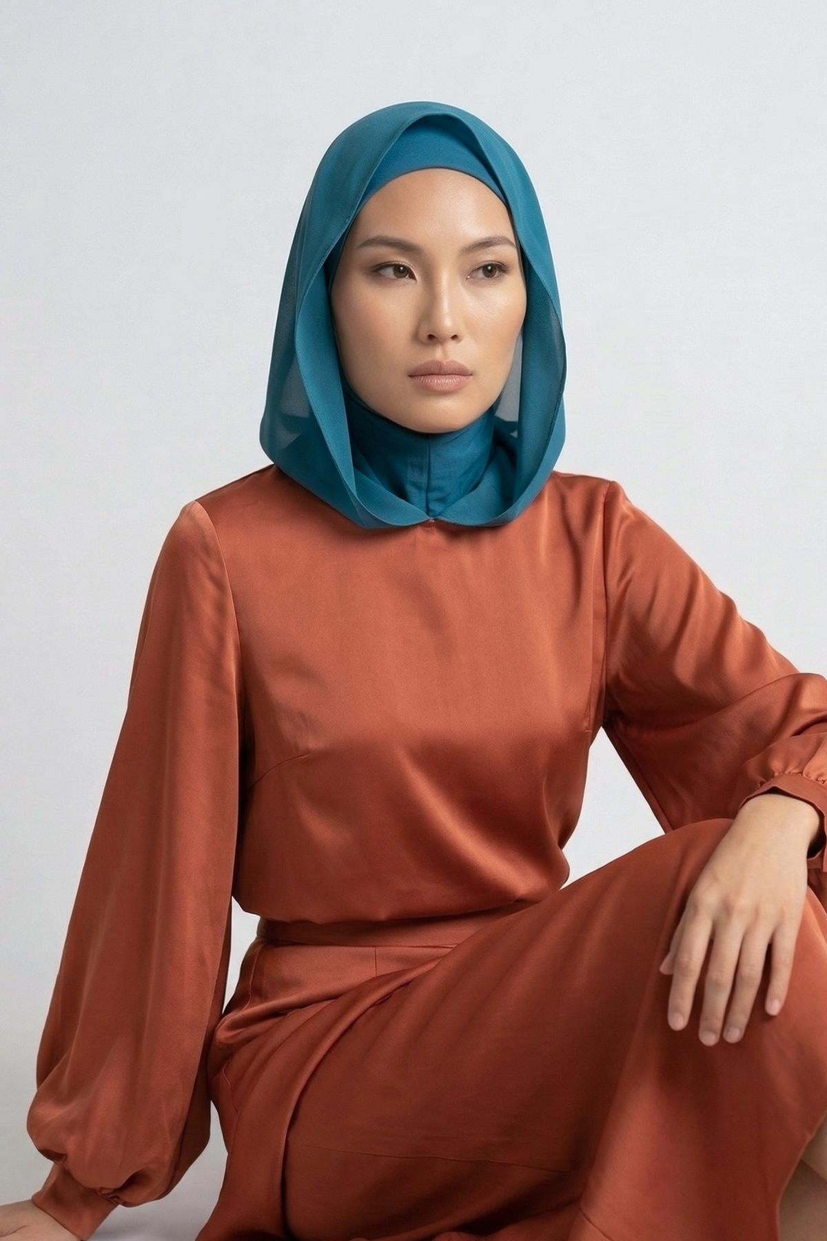 Chiffon Hooded Jersey Underscarf with Neck Coverage