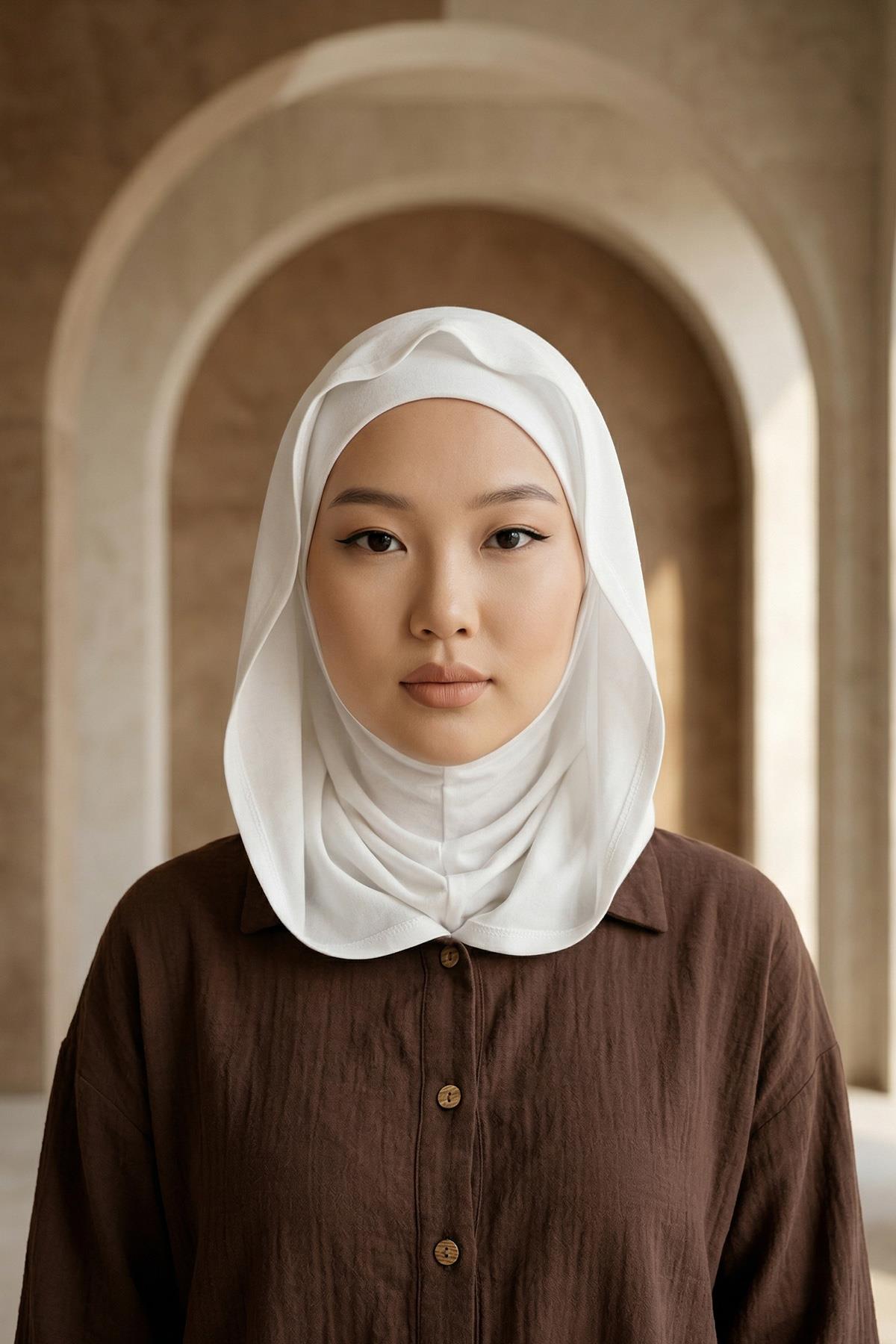 Chiffon Hooded Jersey Underscarf with Neck Coverage