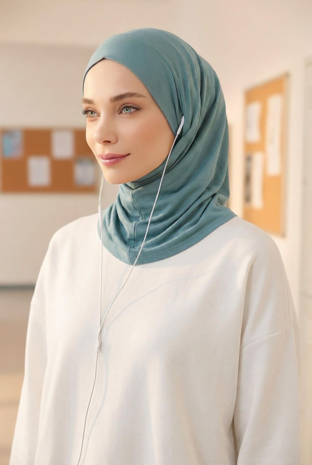 Jersey Bonnet with Neck Coverage and Earphone Opening