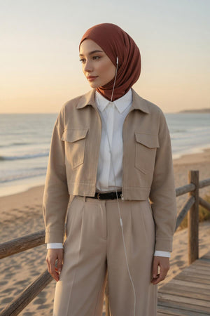 Jersey Bonnet with Neck Coverage and Earphone Opening