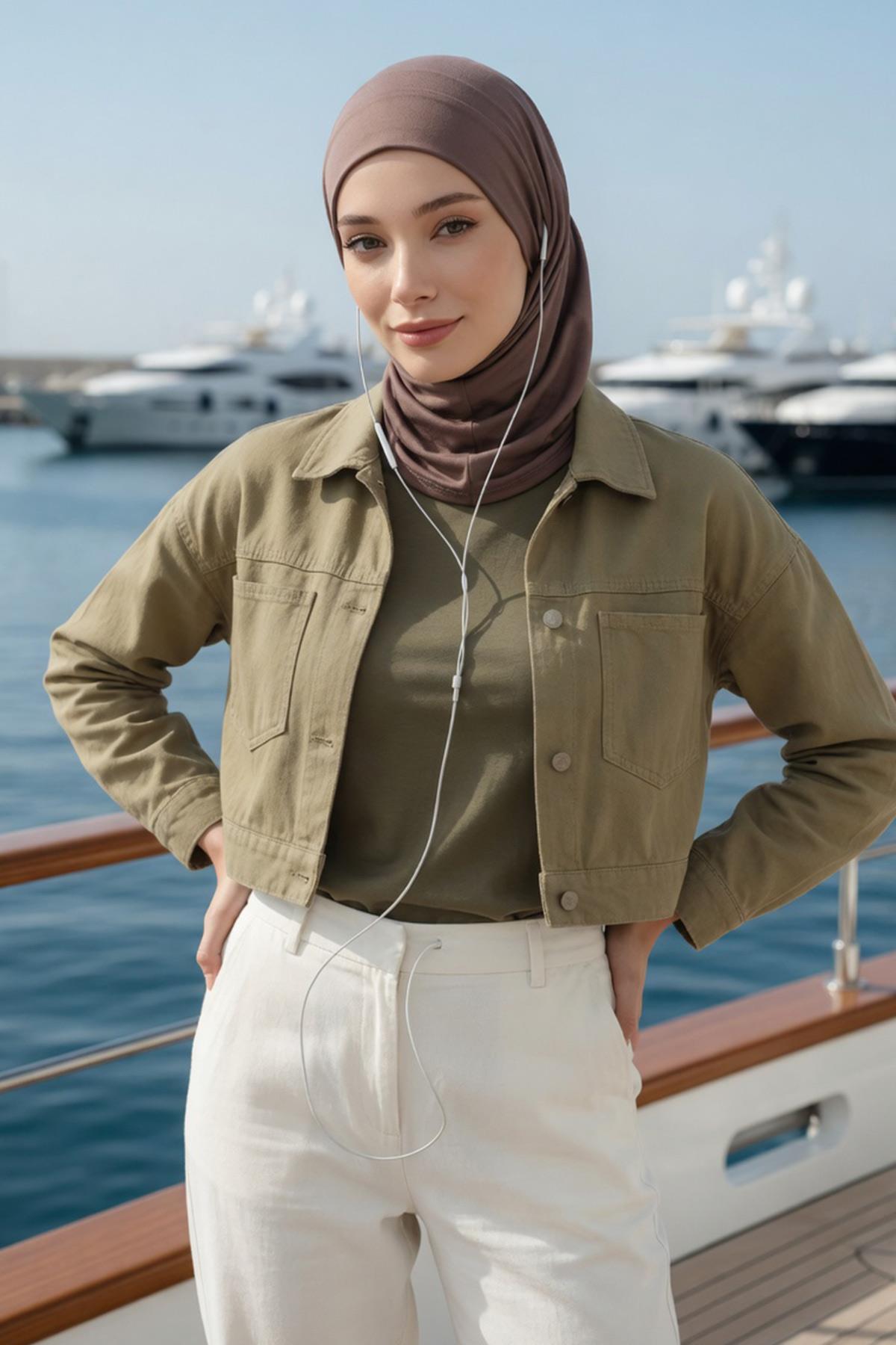 Jersey Bonnet with Neck Coverage and Earphone Opening