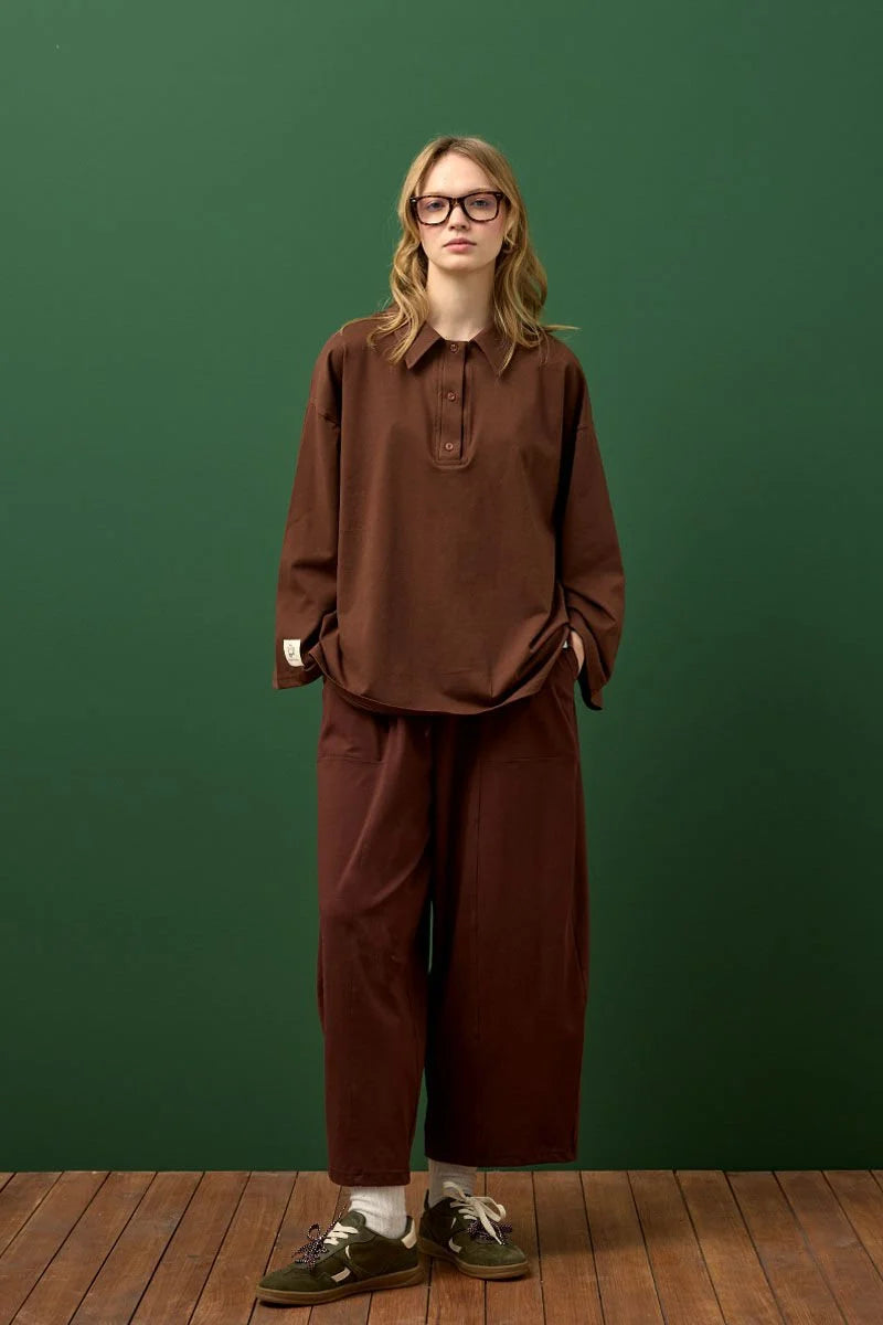  (PT001) طقم مريح بقماش سوبريم - بياقة بولو