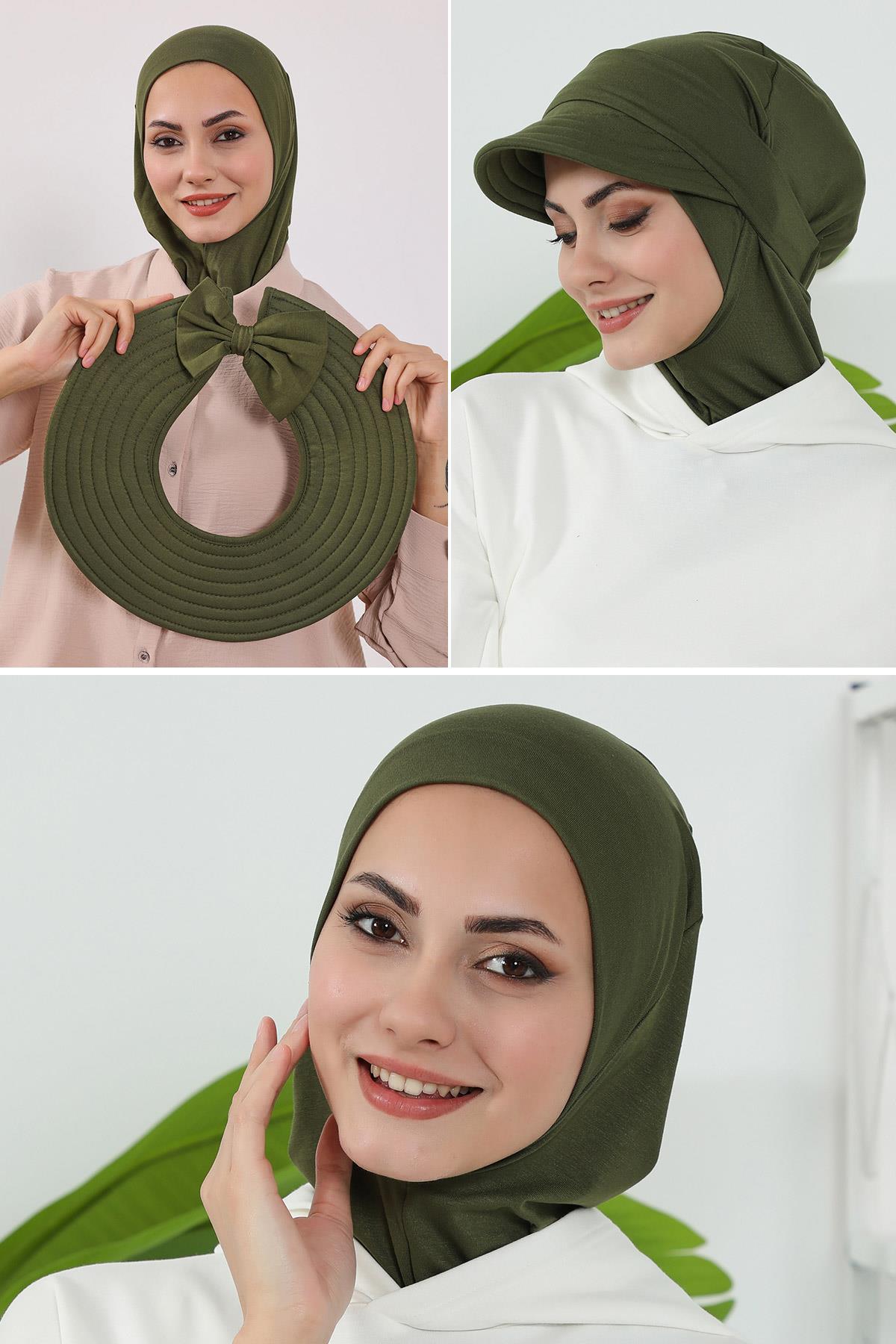 3-Piece Modest Head Covering Set: Ninja Bonnet, Visor & Hat