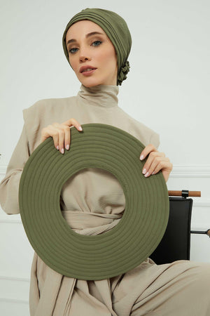 Comfortable Aerobin Fabric Bonnet with Side Gather Detail