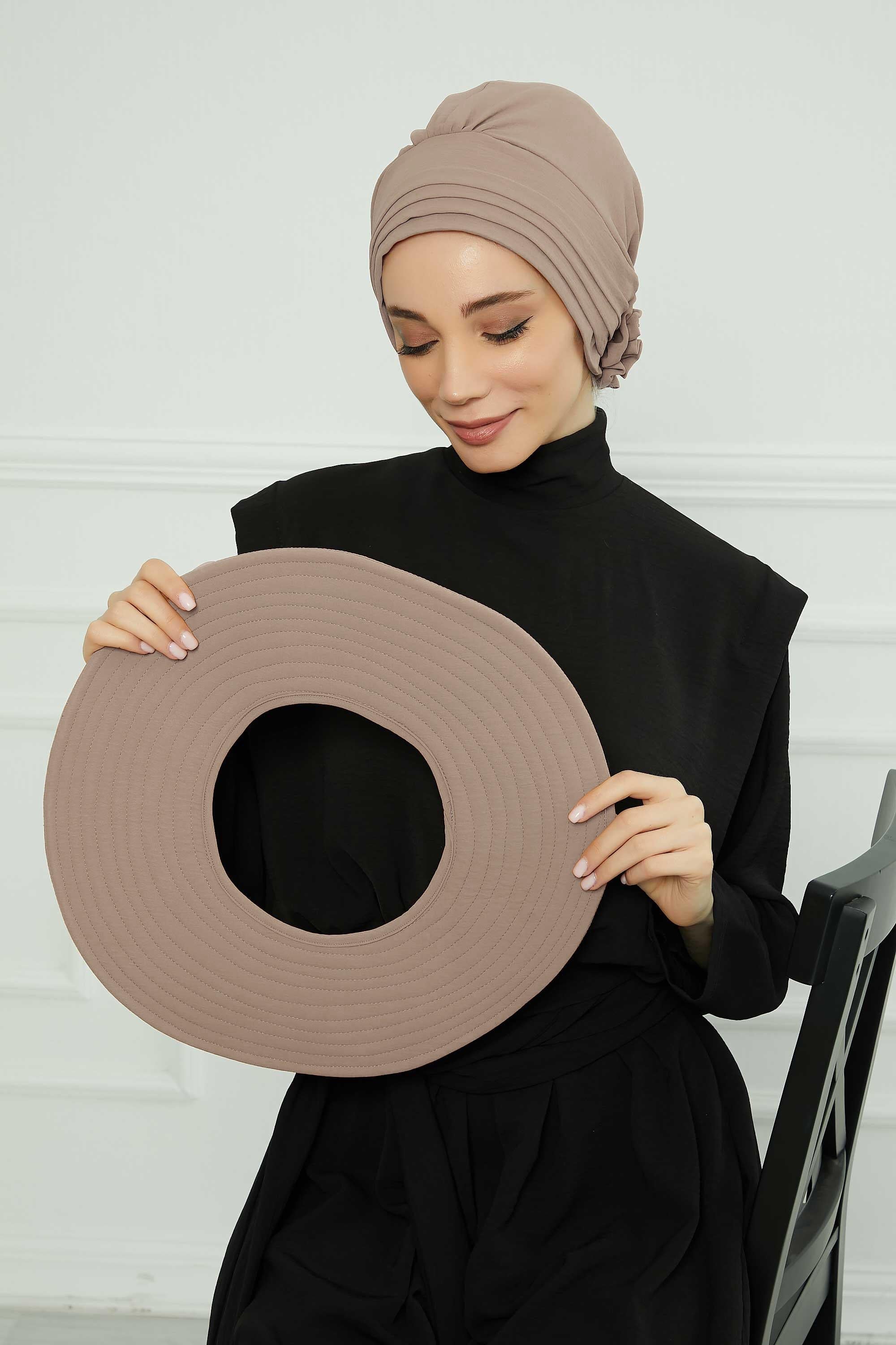 Comfortable Aerobin Fabric Bonnet with Side Gather Detail