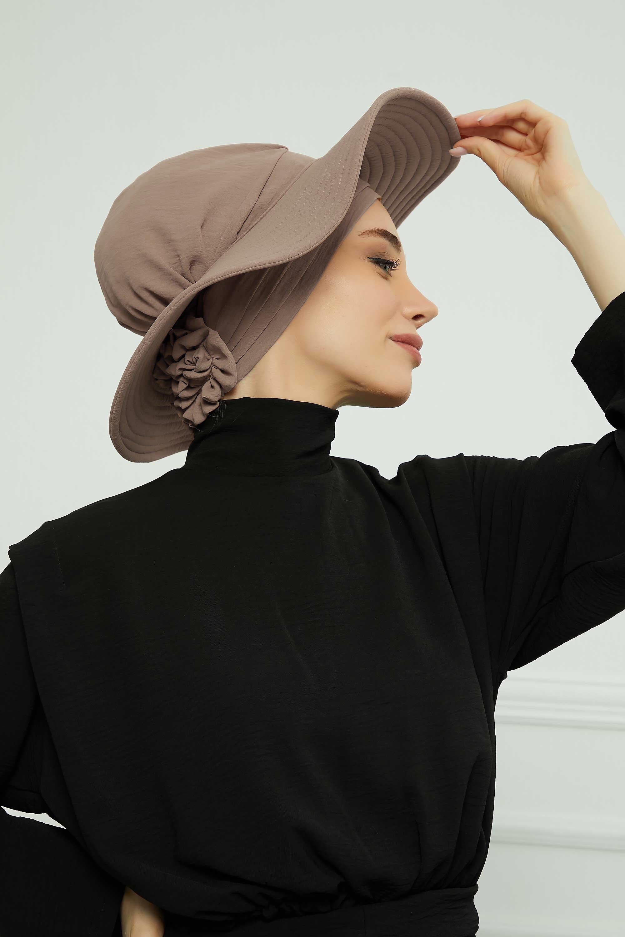 Comfortable Aerobin Fabric Bonnet with Side Gather Detail