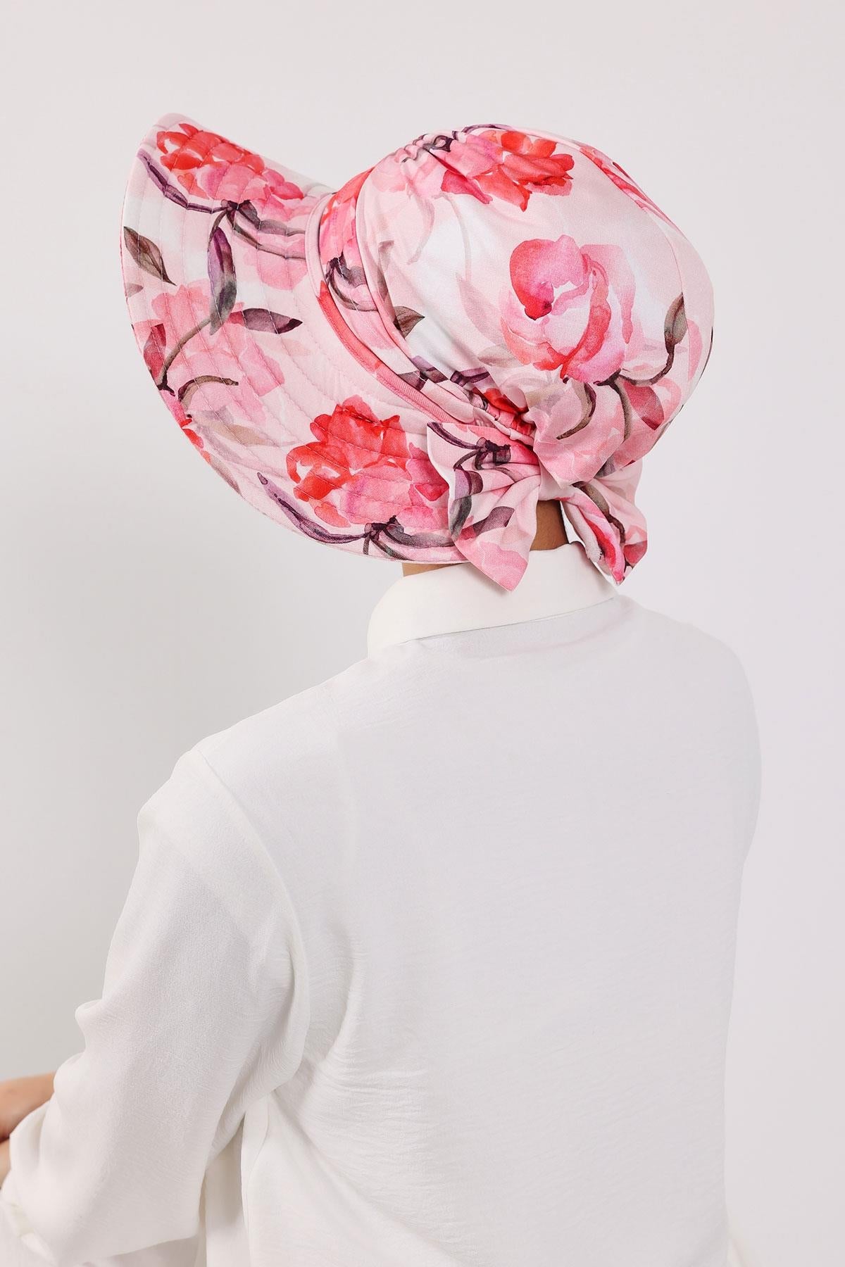 Patterned Turban Bonnet with Detachable Wide-Brim Hat