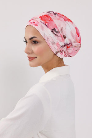 Patterned Turban Bonnet with Detachable Wide-Brim Hat