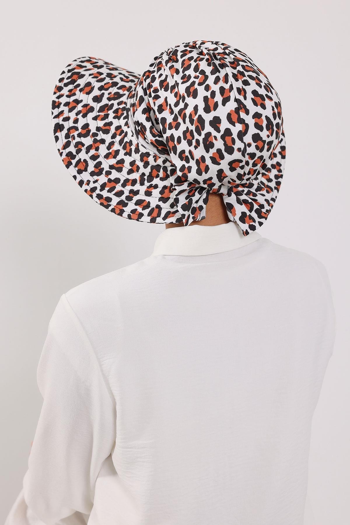 Patterned Turban Bonnet with Detachable Wide-Brim Hat
