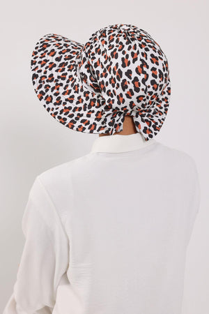 Patterned Turban Bonnet with Detachable Wide-Brim Hat