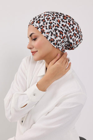 Patterned Turban Bonnet with Detachable Wide-Brim Hat