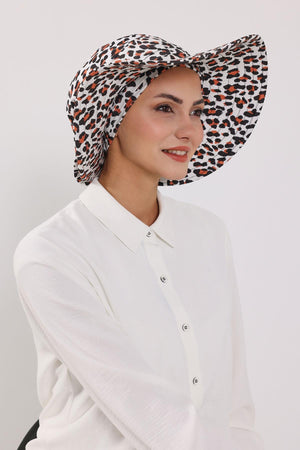 Patterned Turban Bonnet with Detachable Wide-Brim Hat