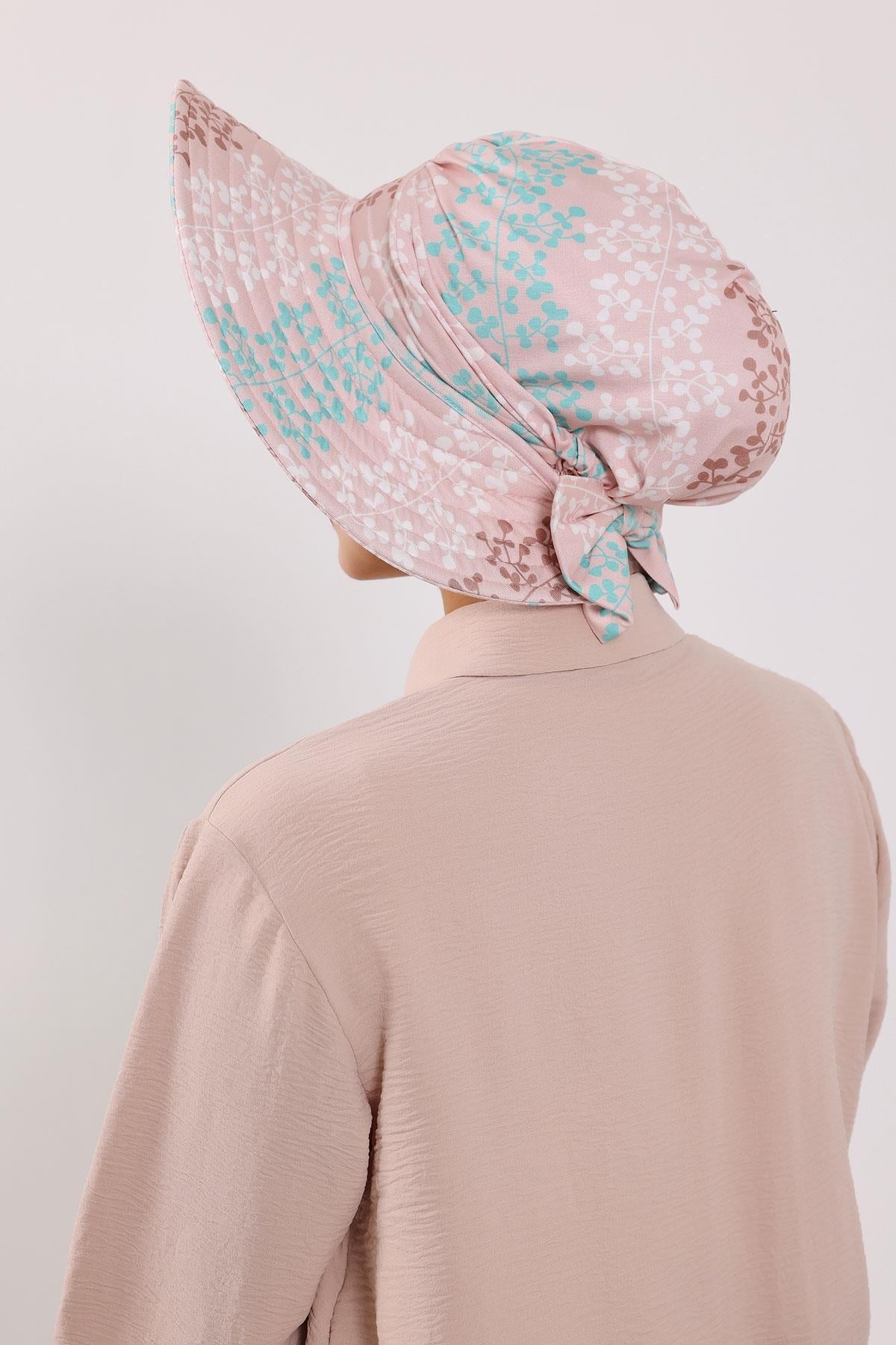 Patterned Turban Bonnet with Detachable Wide-Brim Hat