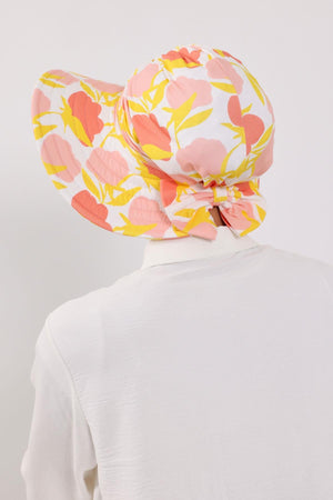 Patterned Turban Bonnet with Detachable Wide-Brim Hat