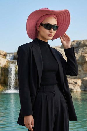 Modest Aerobin Turban Bonnet with Removable Wide-Brim Hat