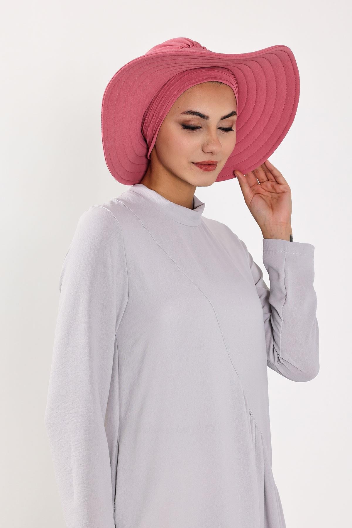 Modest Aerobin Turban Bonnet with Removable Wide-Brim Hat