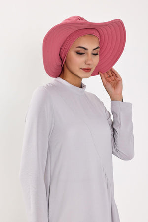 Modest Aerobin Turban Bonnet with Removable Wide-Brim Hat