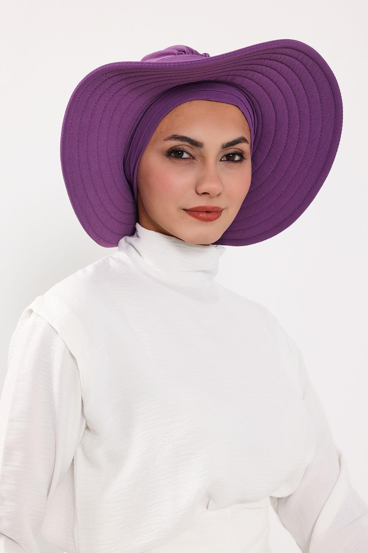 Modest Aerobin Turban Bonnet with Removable Wide-Brim Hat
