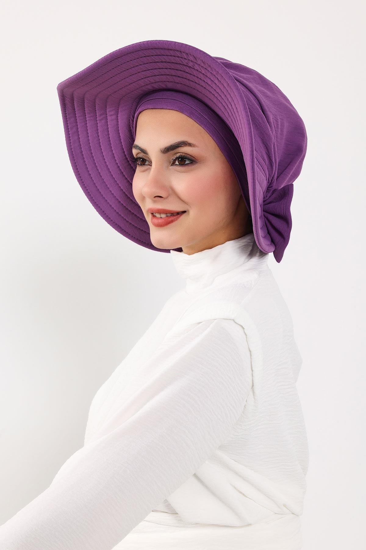 Modest Aerobin Turban Bonnet with Removable Wide-Brim Hat