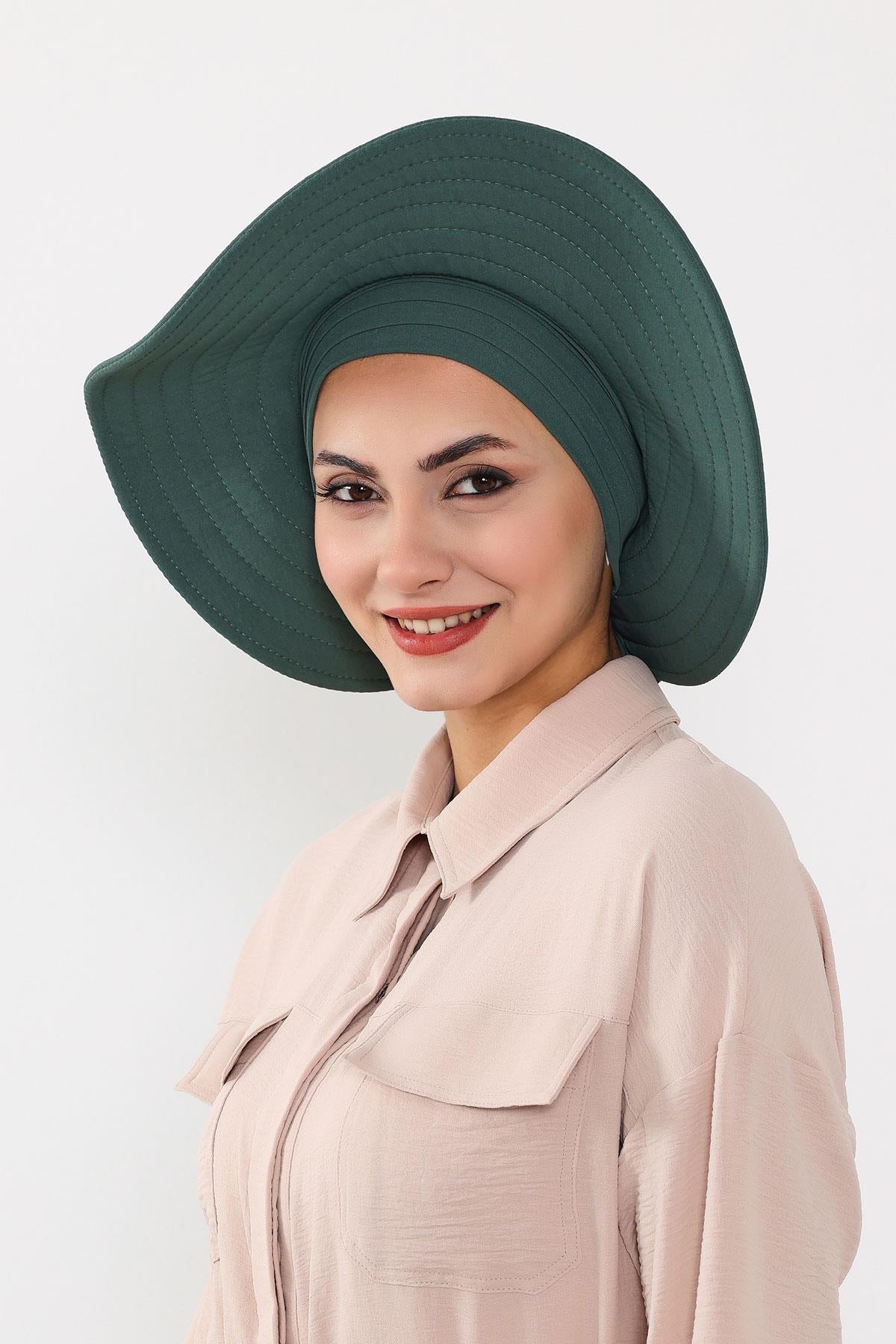 Modest Aerobin Turban Bonnet with Removable Wide-Brim Hat
