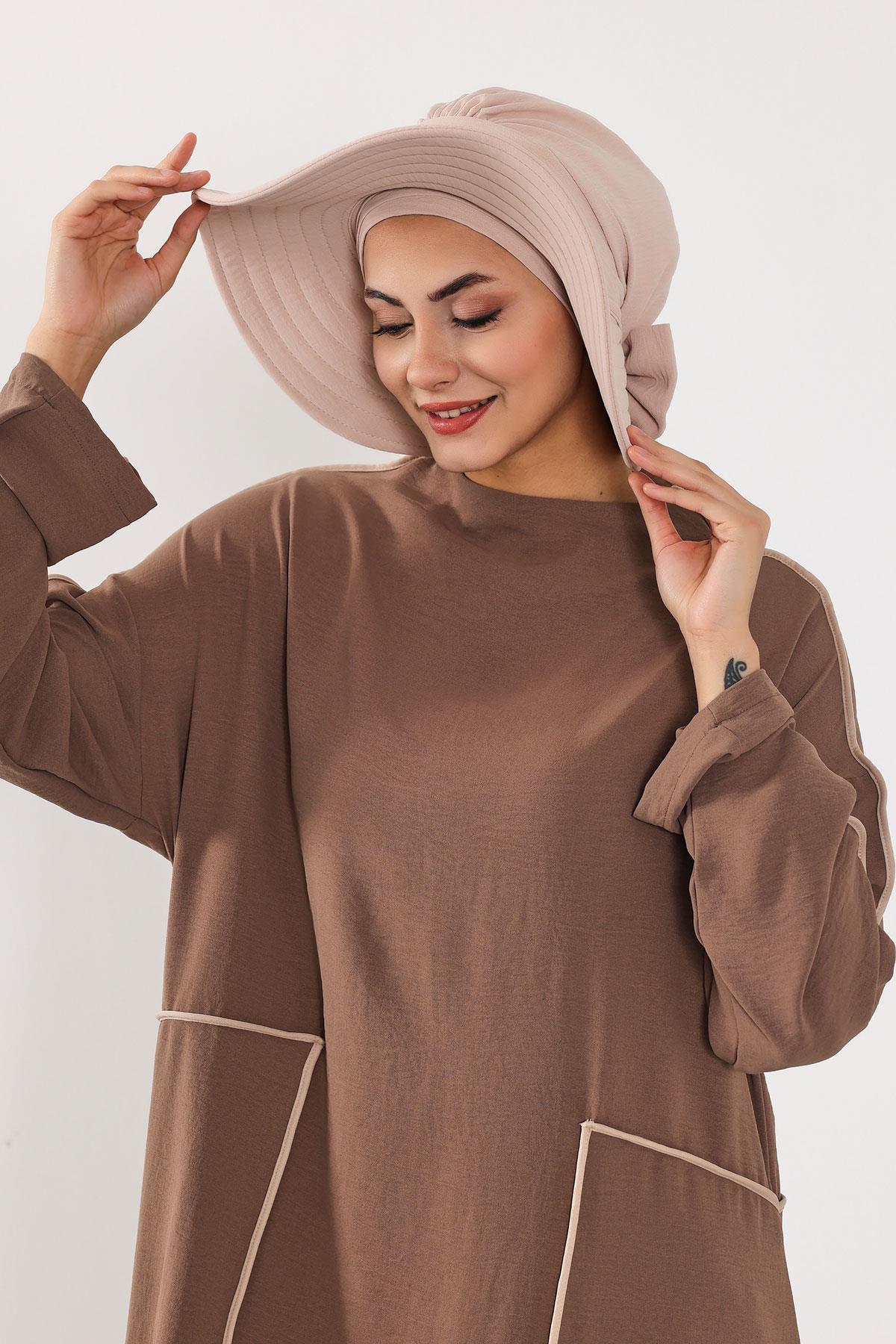 Modest Aerobin Turban Bonnet with Removable Wide-Brim Hat