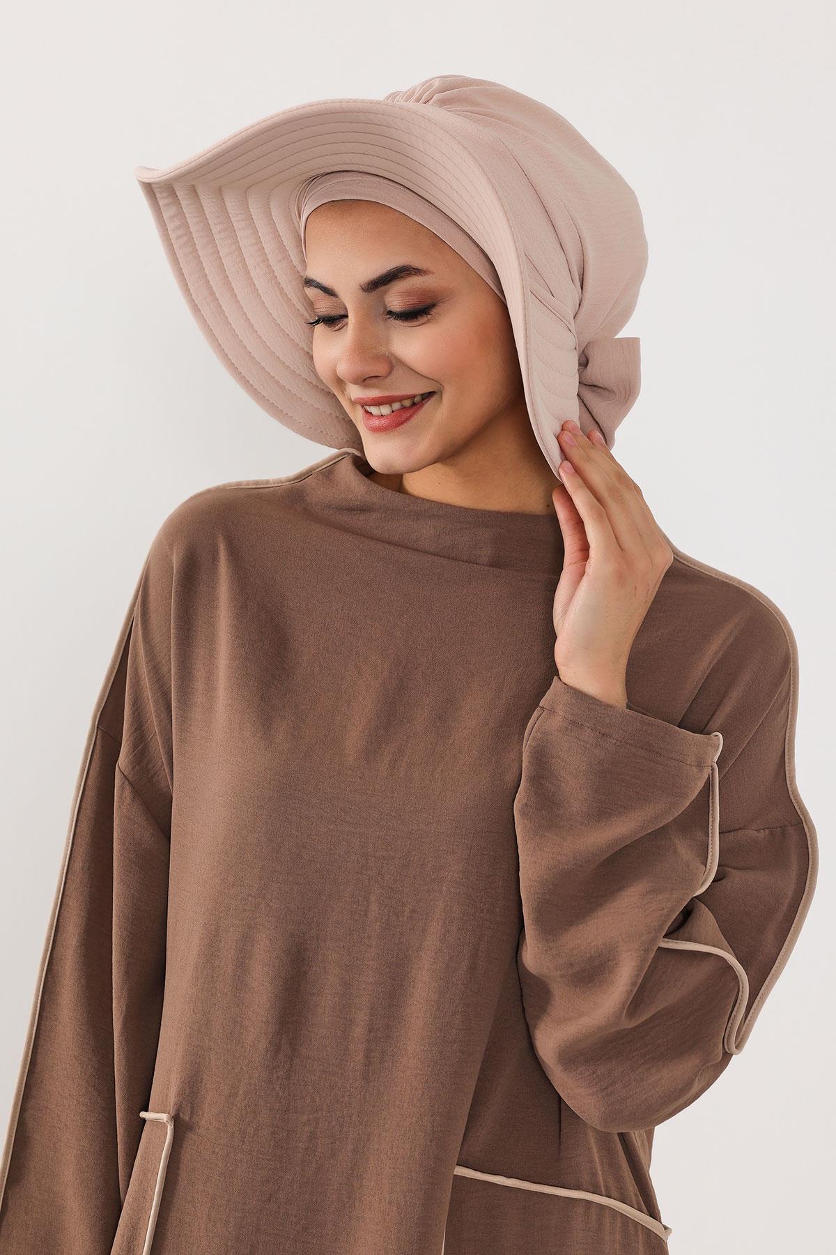 Modest Aerobin Turban Bonnet with Removable Wide-Brim Hat
