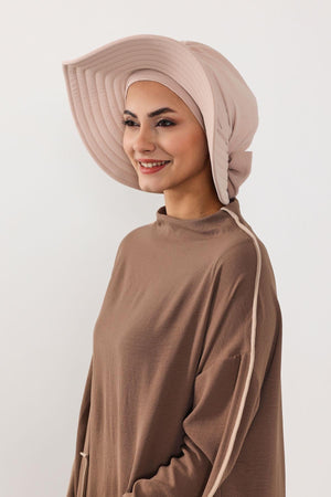 Modest Aerobin Turban Bonnet with Removable Wide-Brim Hat