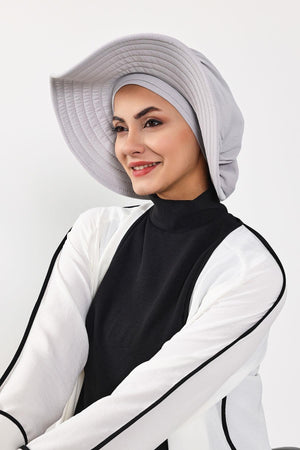 Modest Aerobin Turban Bonnet with Removable Wide-Brim Hat