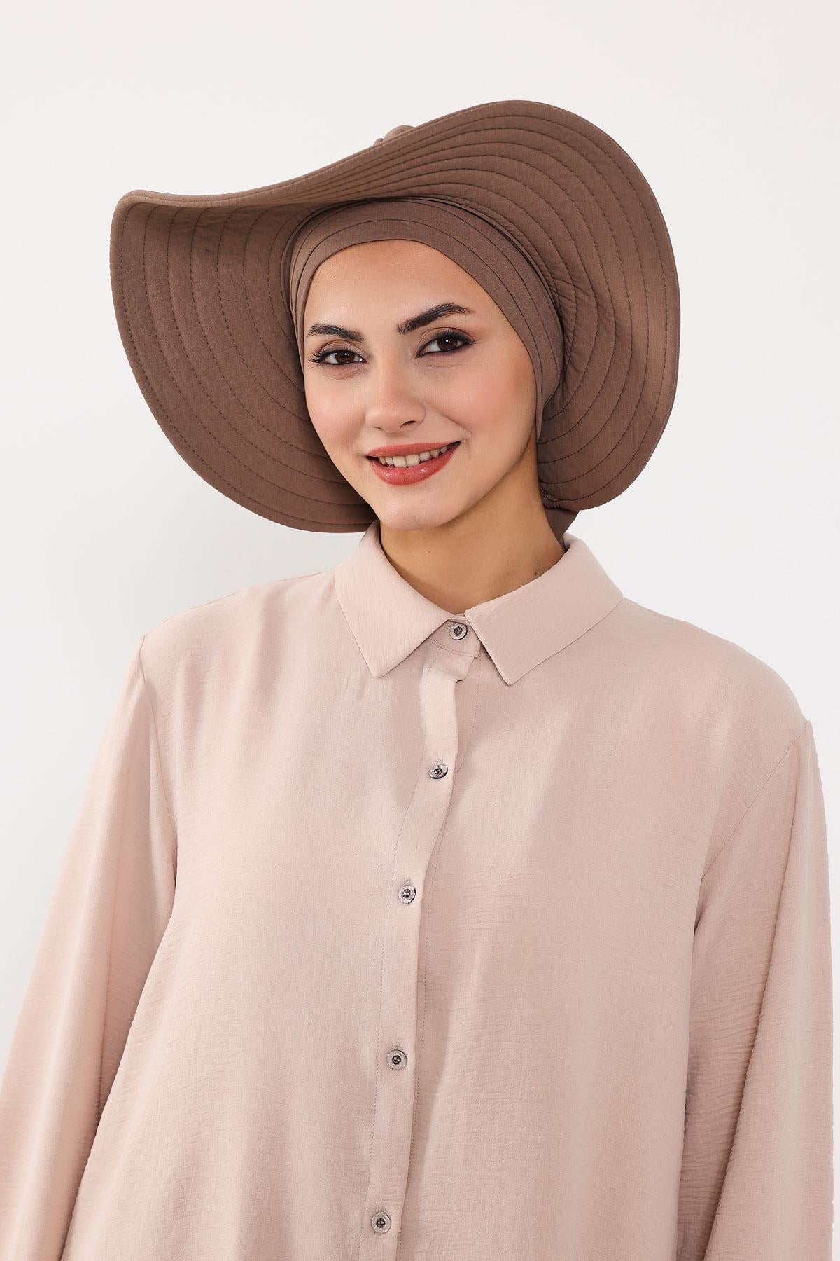 Modest Aerobin Turban Bonnet with Removable Wide-Brim Hat
