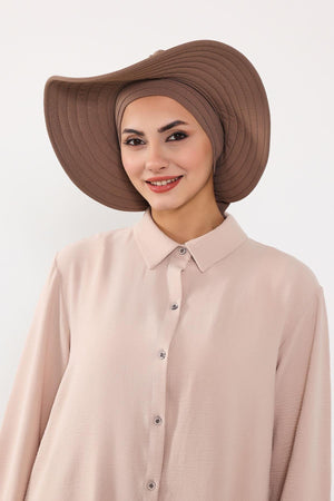 Modest Aerobin Turban Bonnet with Removable Wide-Brim Hat